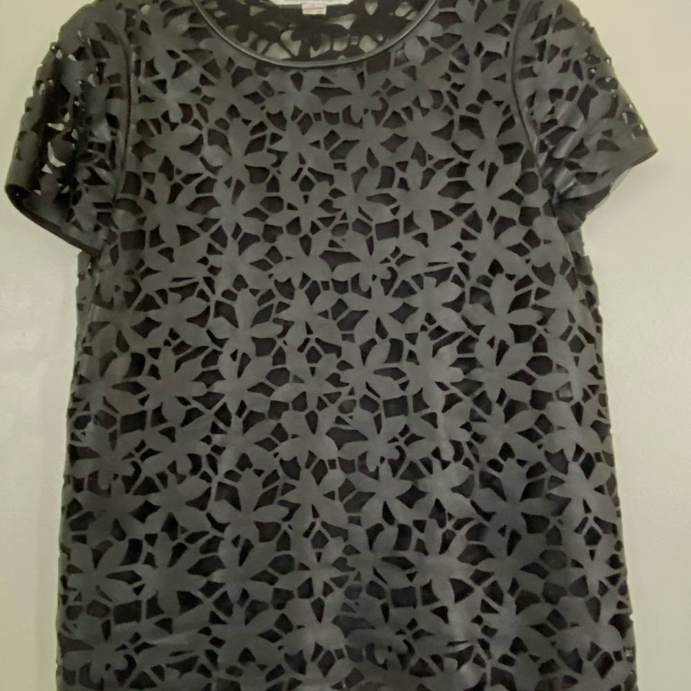 Diane Von Furstenberg black leather blouse